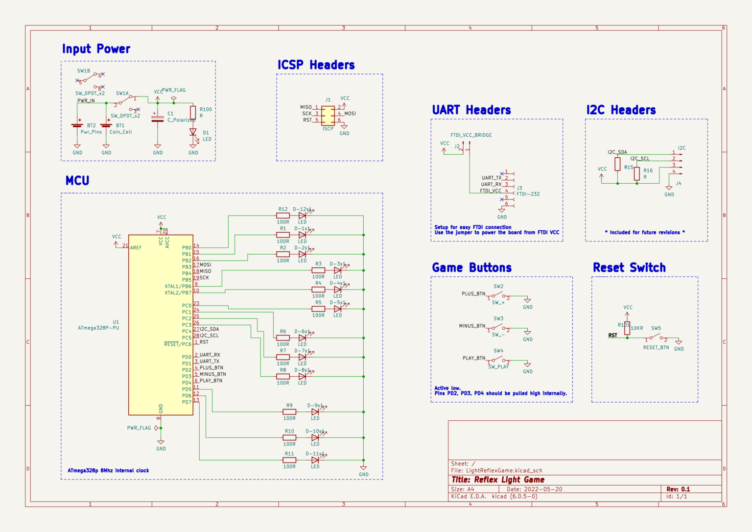 Custom PCB for LED Light Game - Notes To Self